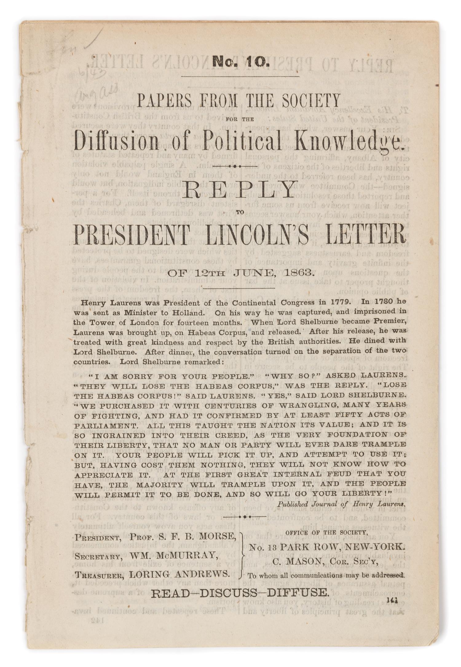 [LINCOLN - HABEAS CORPUS]