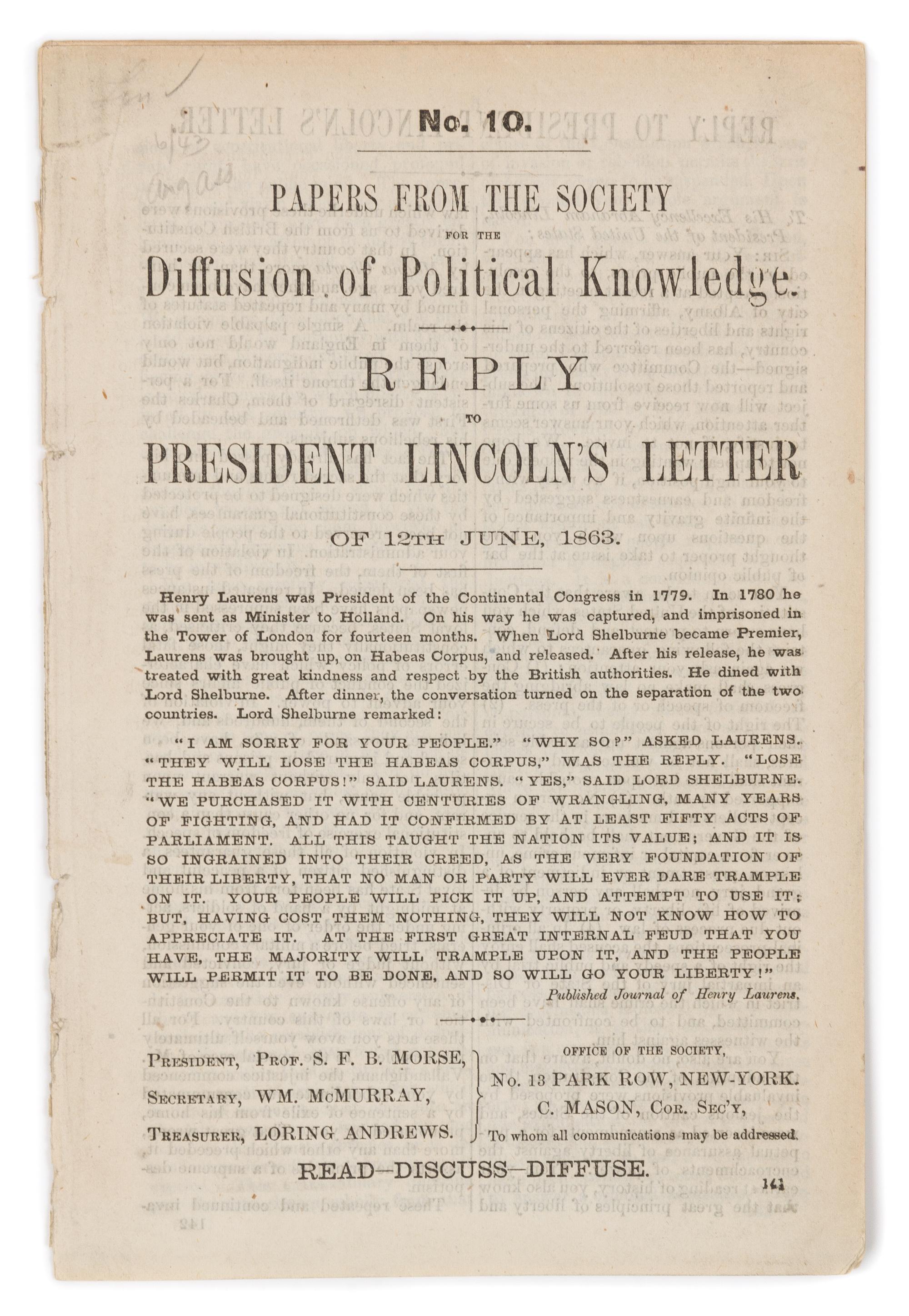 [LINCOLN - HABEAS CORPUS]