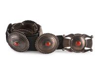Sterling Silver and Coral Concha Belt