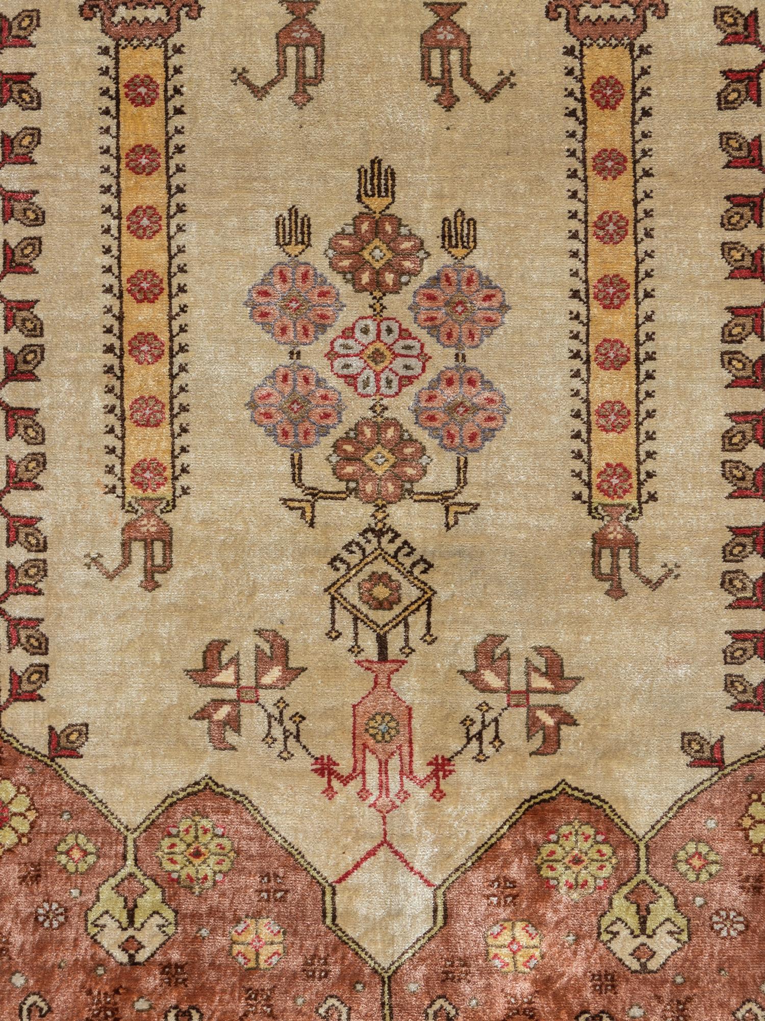 A Turkish Kayseri Silk Prayer Rug