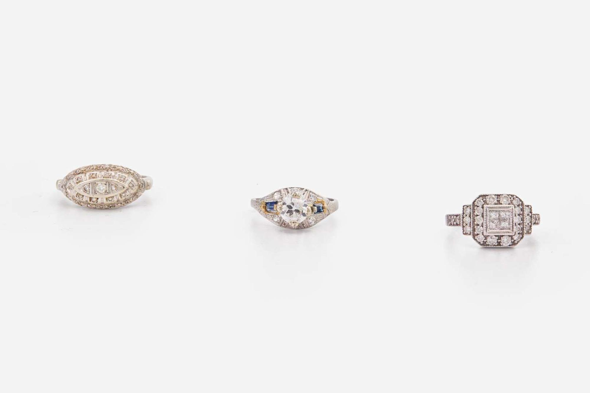 A Group of Ladies Diamond Rings