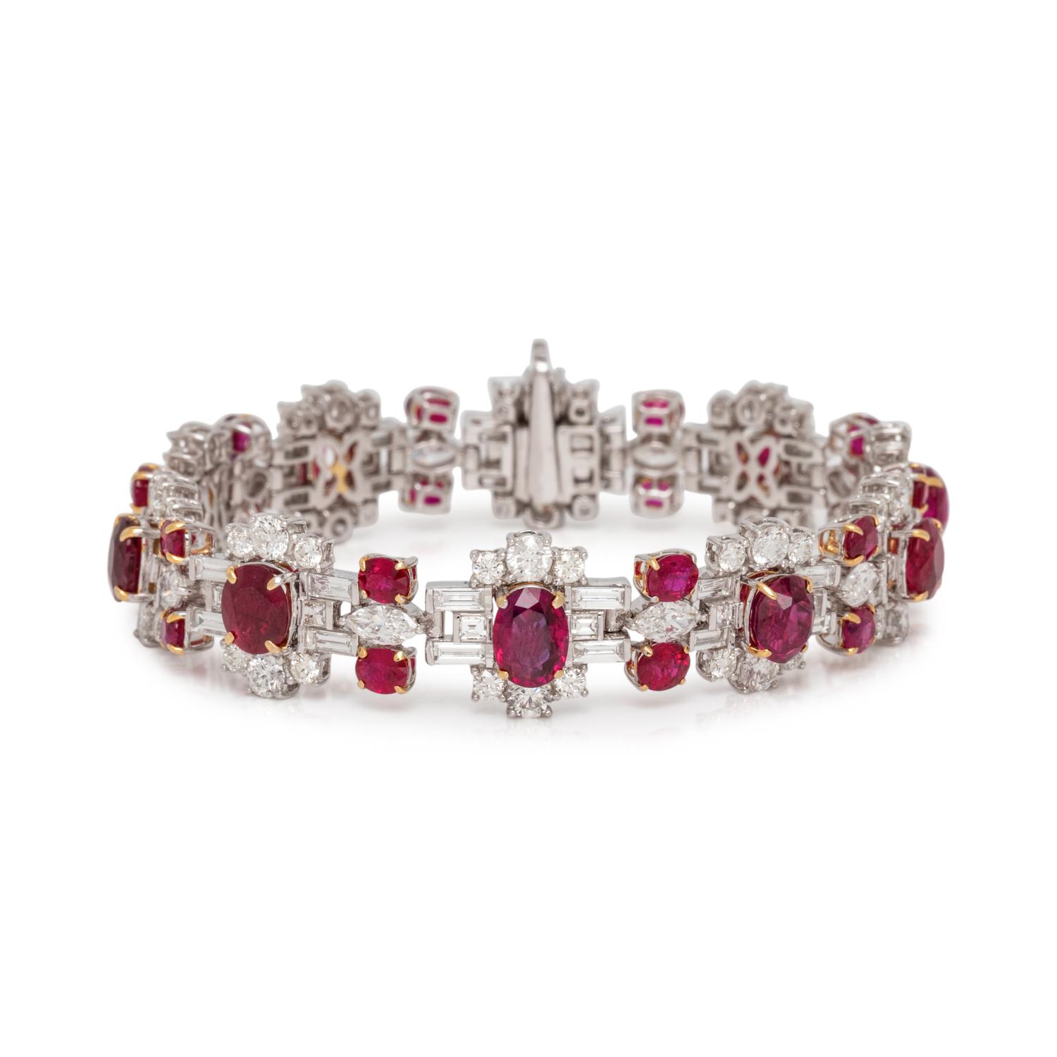 UNHEATED BURMESE RUBY AND DIAMOND BRACELET