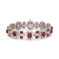 UNHEATED BURMESE RUBY AND DIAMOND BRACELET
