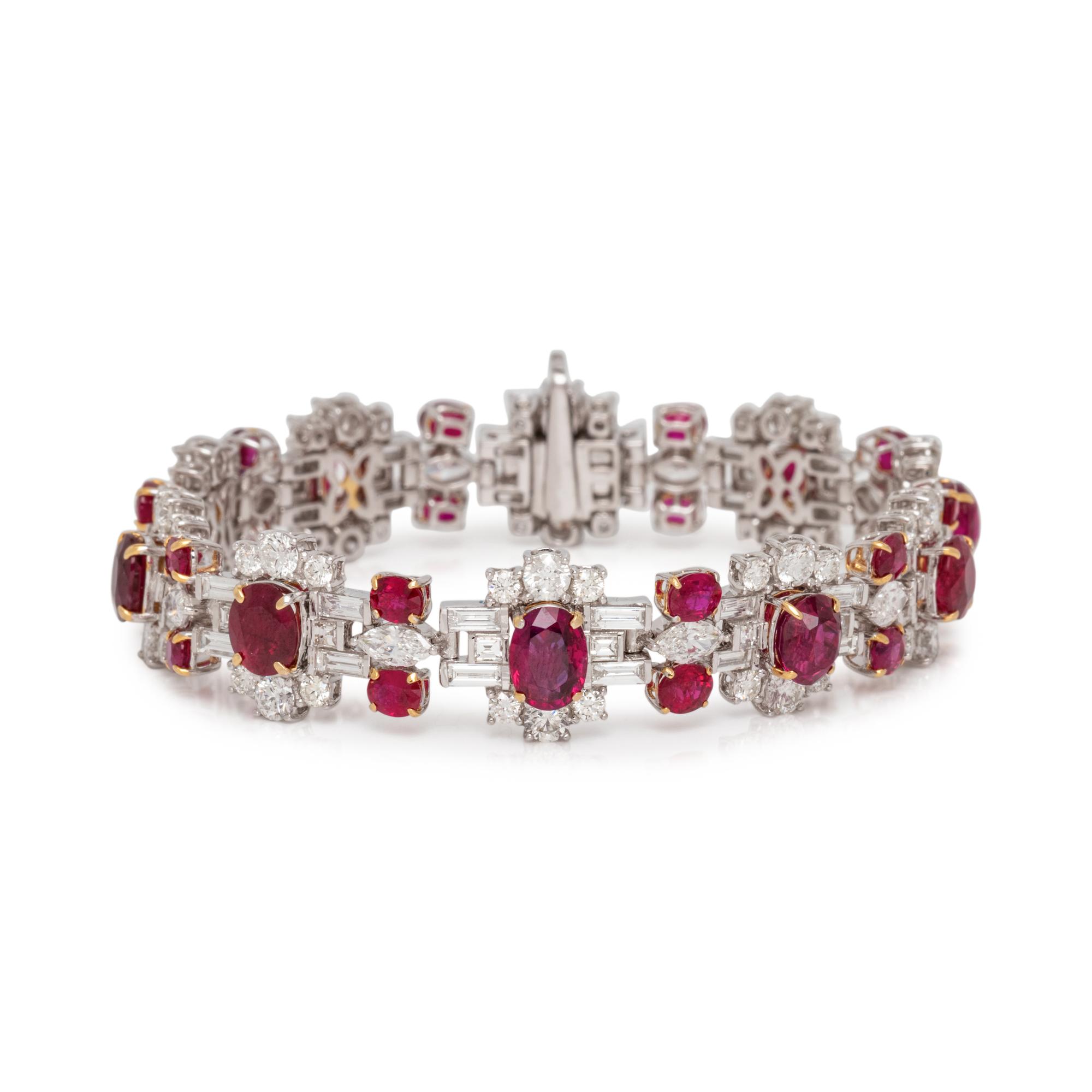 UNHEATED BURMESE RUBY AND DIAMOND BRACELET