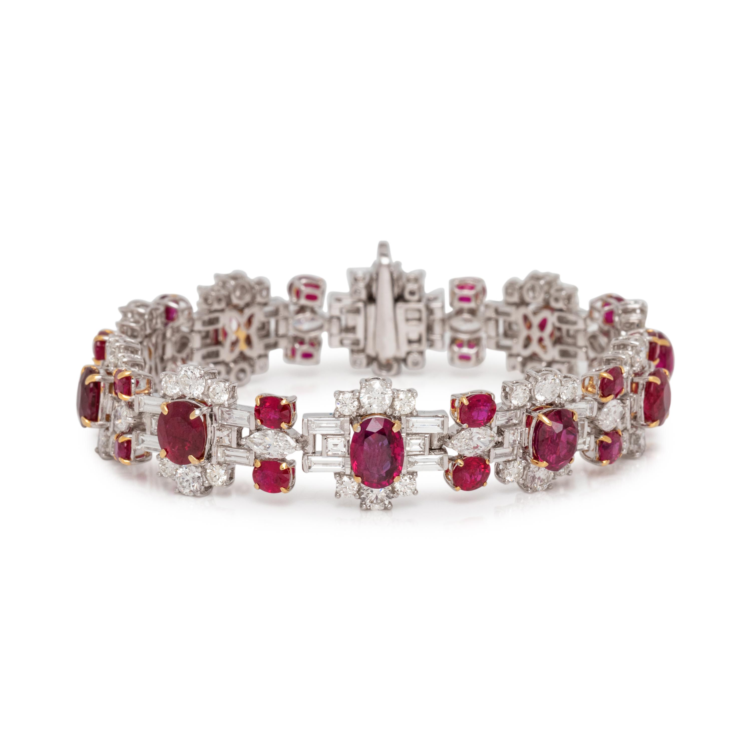 UNHEATED BURMESE RUBY AND DIAMOND BRACELET