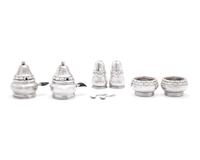 A Pair Georg Jensen Silver Salts Cellers, Pepper Casters and Mustard Pots