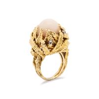 SOLD: ANGEL SKIN CORAL AND DIAMOND RING