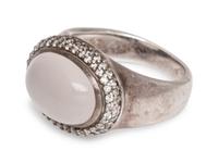 DAVID YURMAN, ROSE QUARTZ AND DIAMOND RING