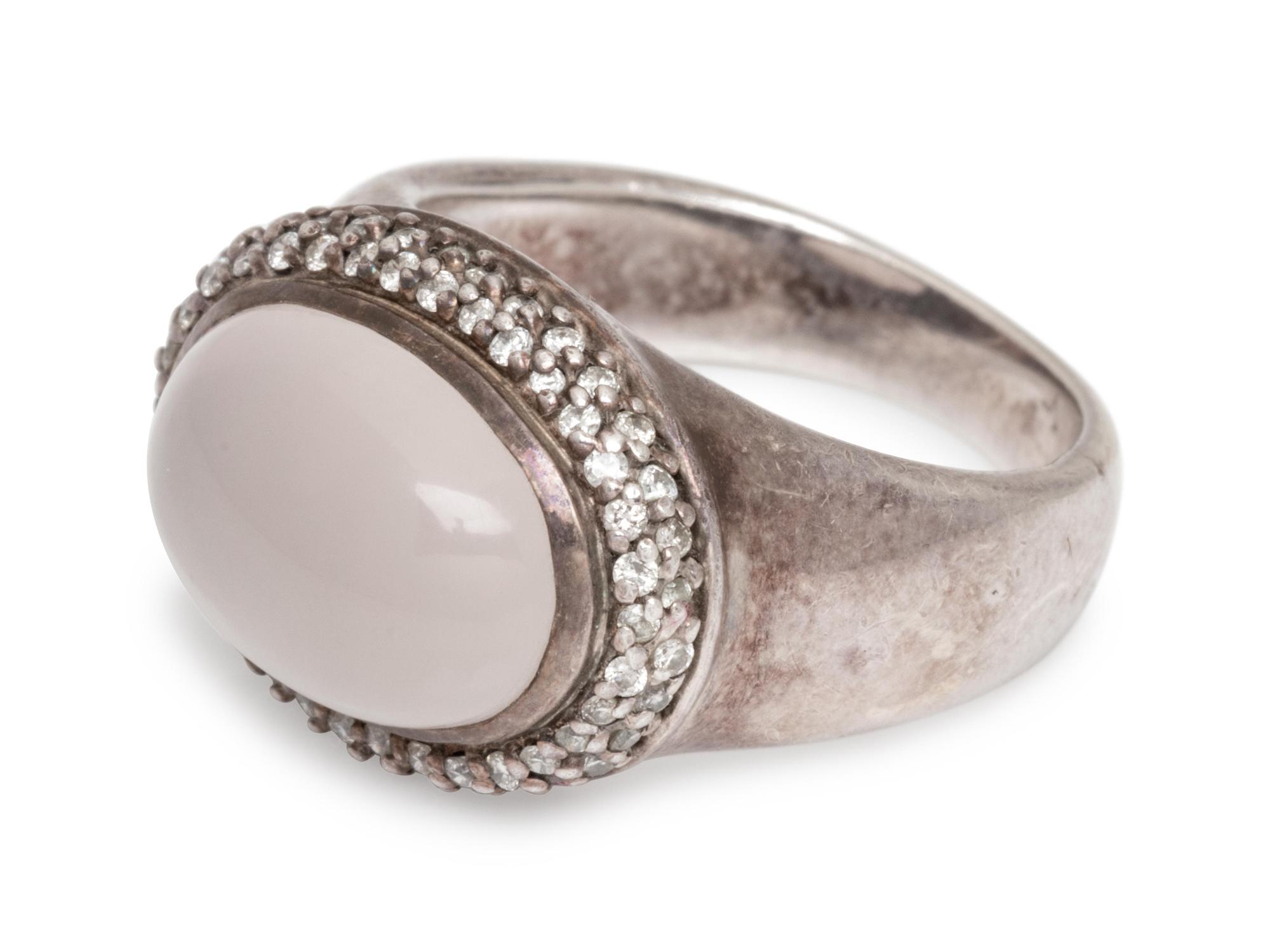 DAVID YURMAN, ROSE QUARTZ AND DIAMOND RING