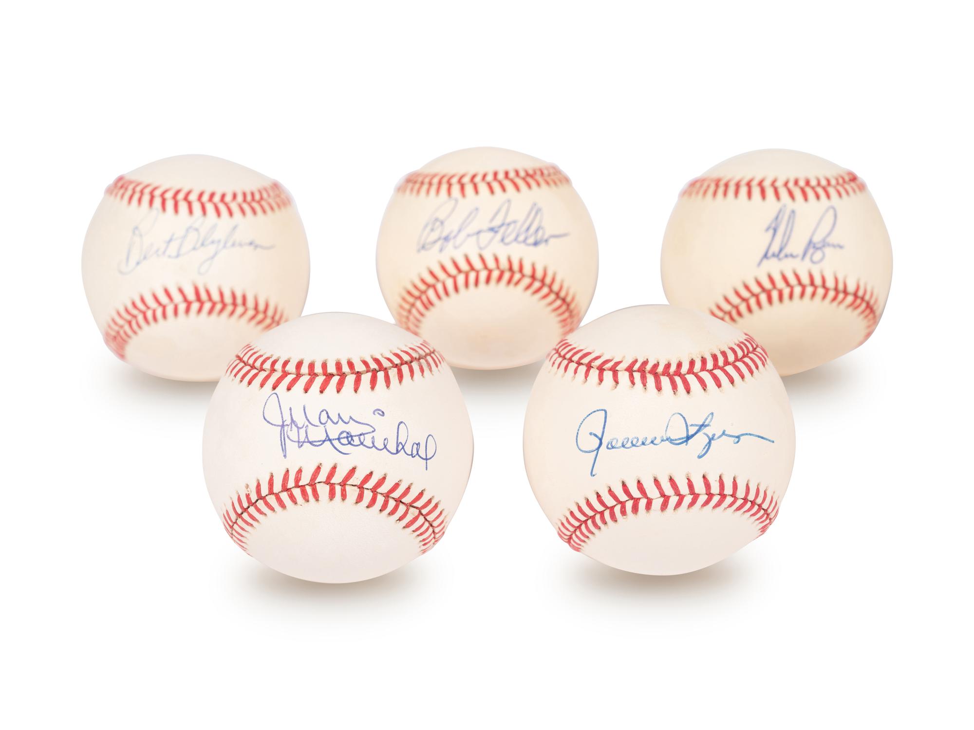 A Group of Nine Hall of Fame Pitcher Signed Autograph Items (Beckett Authentication Services BAS Certified),