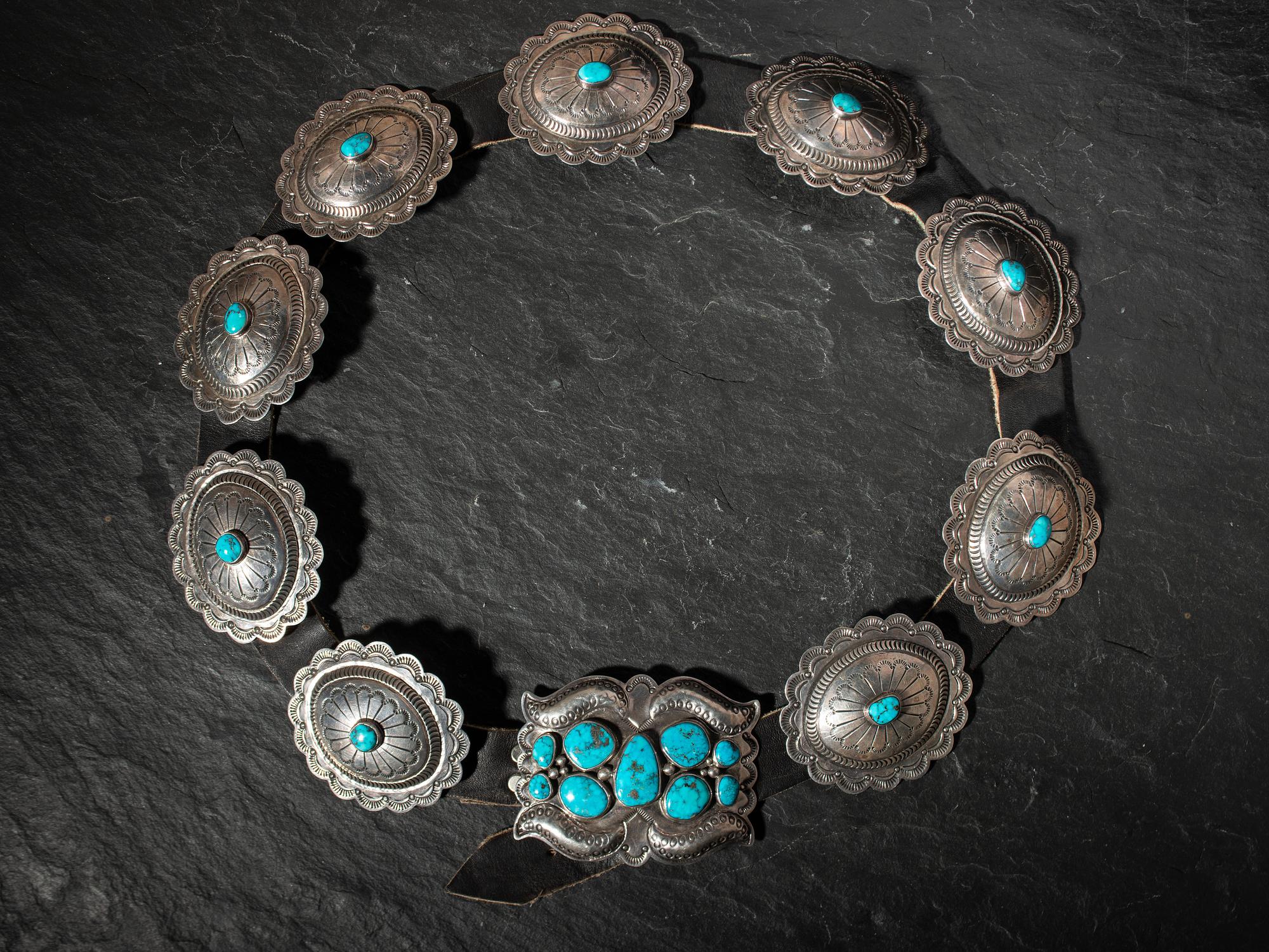 Sterling Silver and Morenci Turquoise Concha Belt