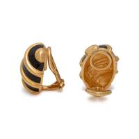 TIFFANY & CO., SCHLUMBERGER, YELLOW GOLD AND ENAMEL 'OLIVE' EARCLIPS