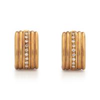DIAMOND AND YELLOW GOLD HOOP EARRINGS