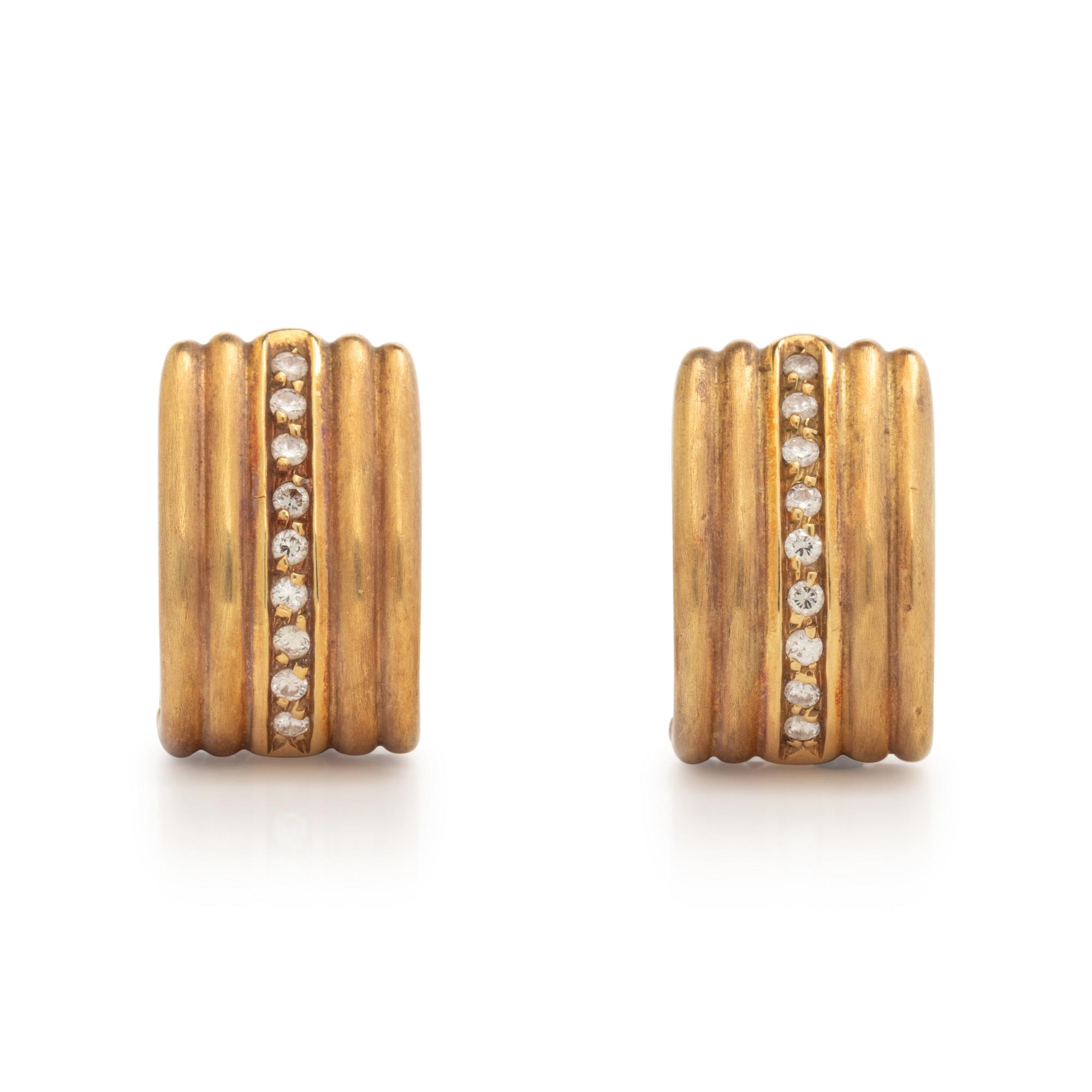 DIAMOND AND YELLOW GOLD HOOP EARRINGS