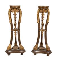 A Pair of Painted and Parcel Gilt Pedestals