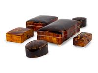 A Collection of Six Small Tortoiseshell and Celluloid Boxes — 19TH CENTURY