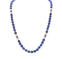 A 14 Karat Yellow Gold, Lapis Lazuli and Gold Bead Necklace,