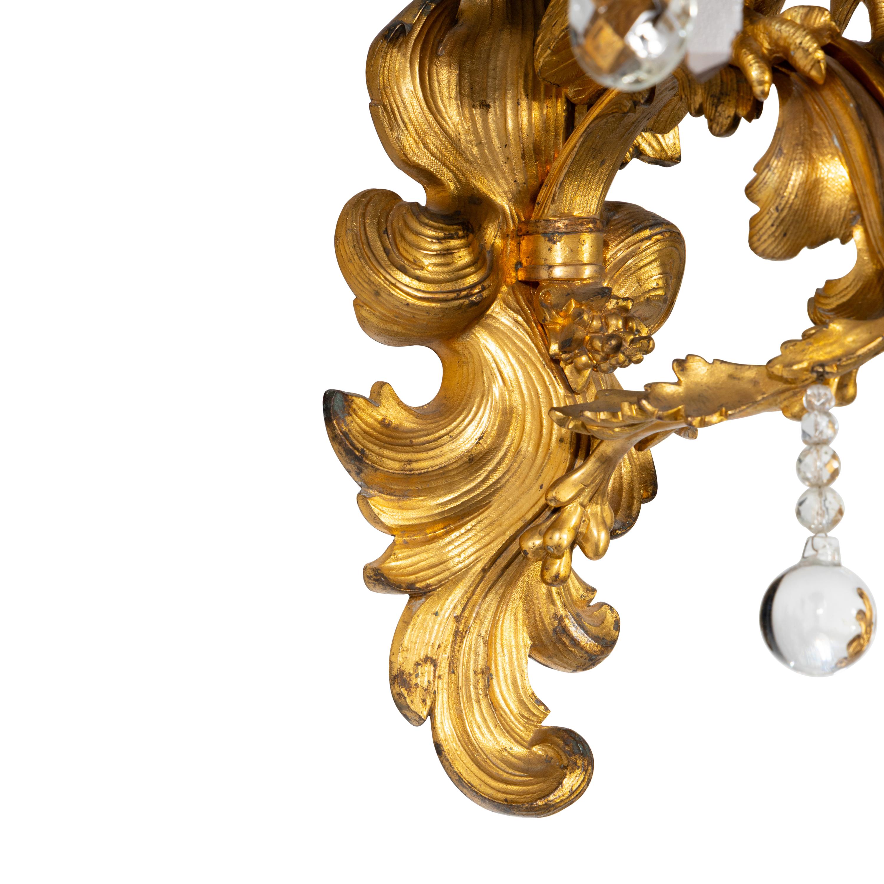 A Pair of Large French Gilt Bronze Sconces