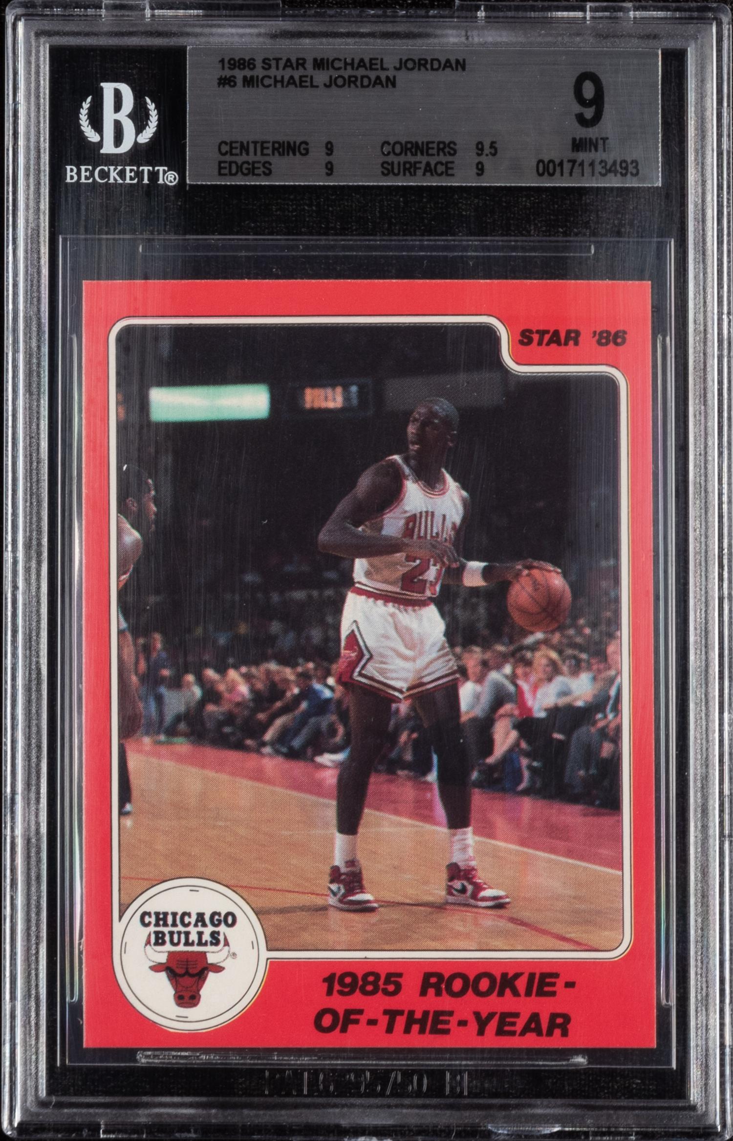 A 1986 Michael Jordan Star Set 1985 Rookie of The Year Card No. 6 (BGS 9 MINT)