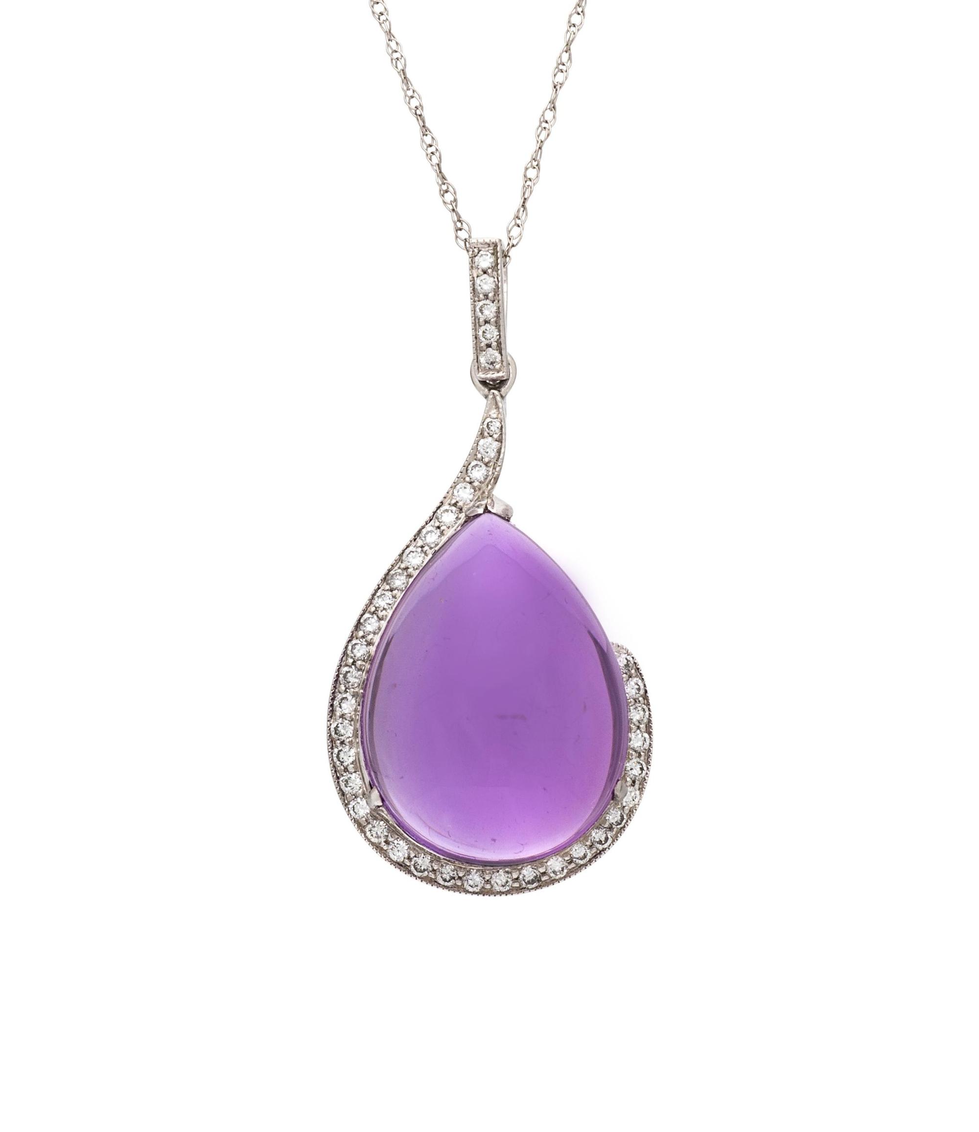 AMETHYST AND DIAMOND PENDANT/NECKLACE