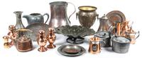 A Collection of Copper and Silvered Metal Articles Height of tallest 11 inches. — 19TH/20TH CENTURY
