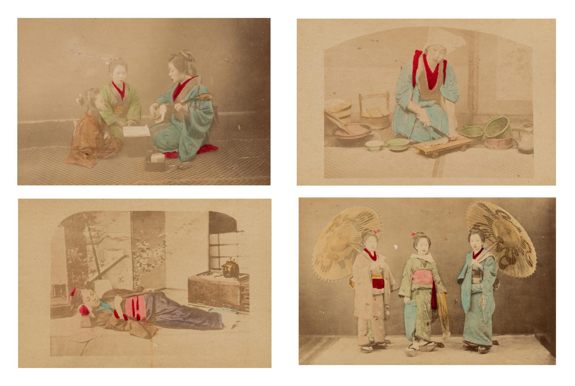 Four Japanese Hand Tinted Photographs
