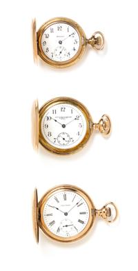 A Collection of Gold Filled Hunter Case Pocket Watches Waltham, Illinois and New York Standard, 98.30 dwts.