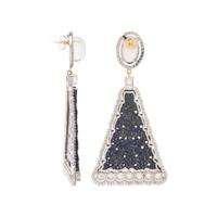 LAPIS LAZULI, MOONSTONE AND DIAMOND EARRINGS