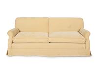 A Pair of Ivory Upholstered Three Cushion Sofas — 20th Century