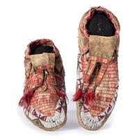 Sioux Quilled and Beaded Hide Moccasins