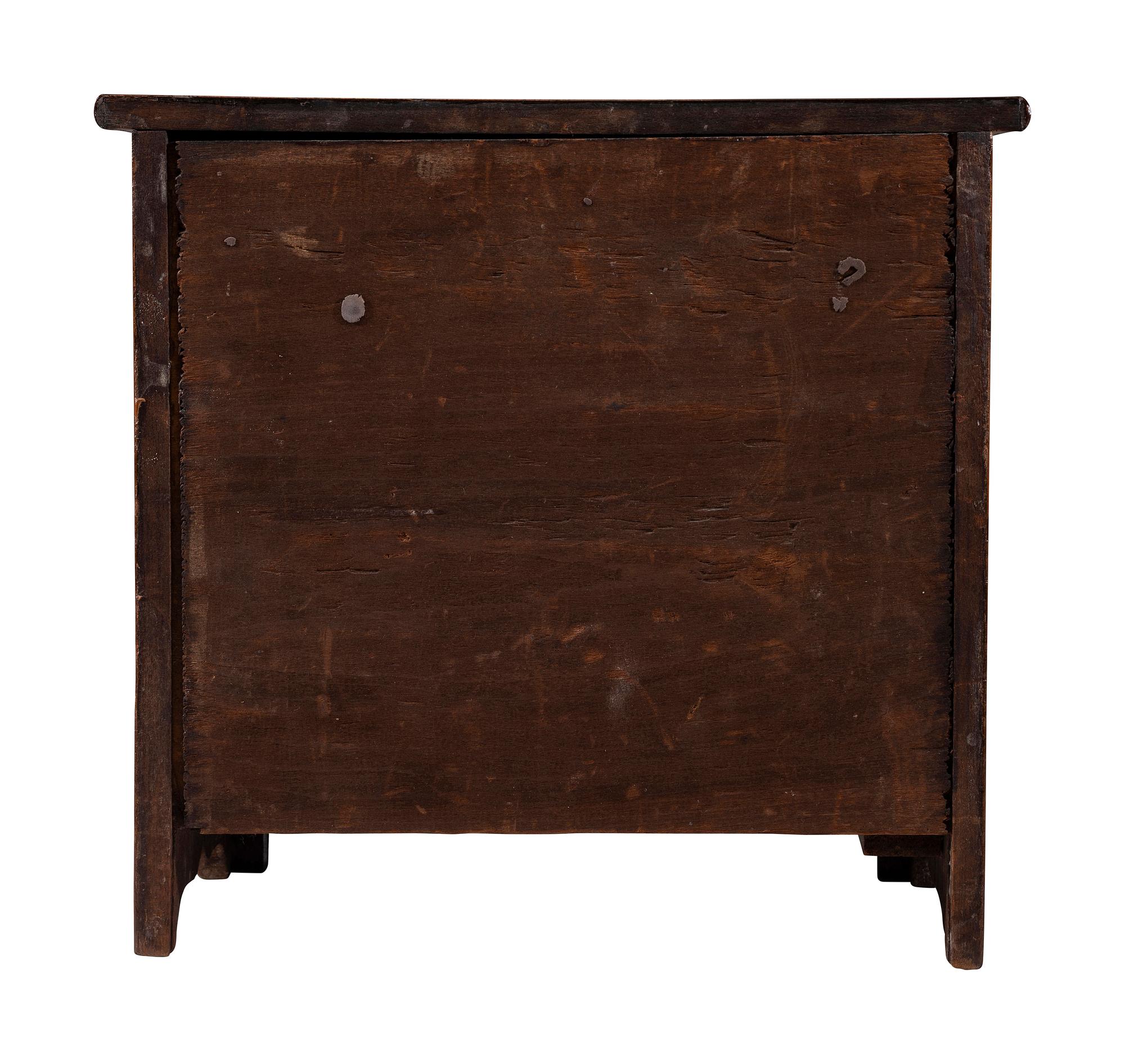 A Miniature Federal Three-Drawer Cherry Chest of Drawers