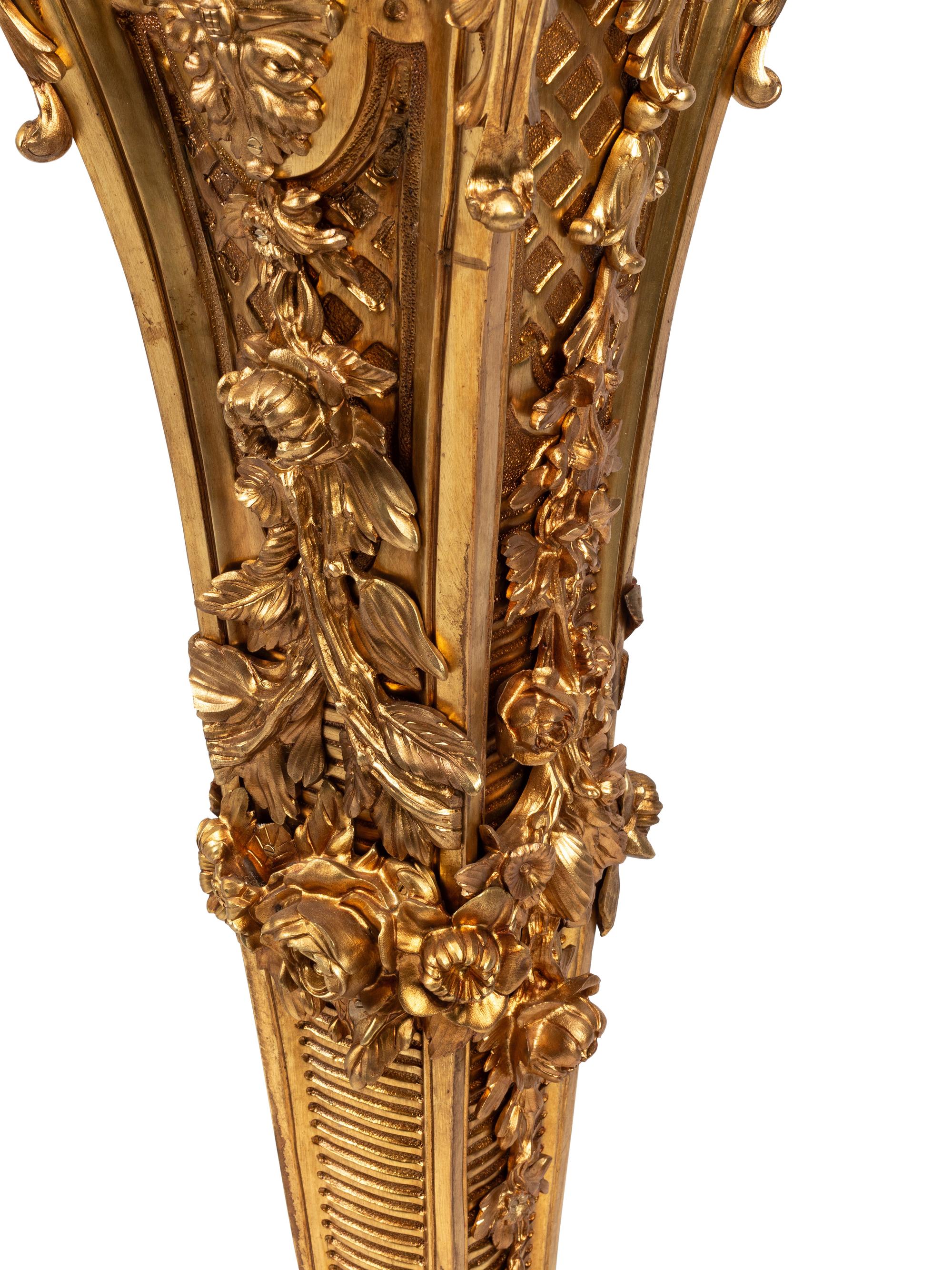 A Pair of Louis XVI Style Gilt Bronze Seventeen-Light Torchères