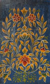 An Indian Painted and Pierce Carved Four Panel Floor Screen