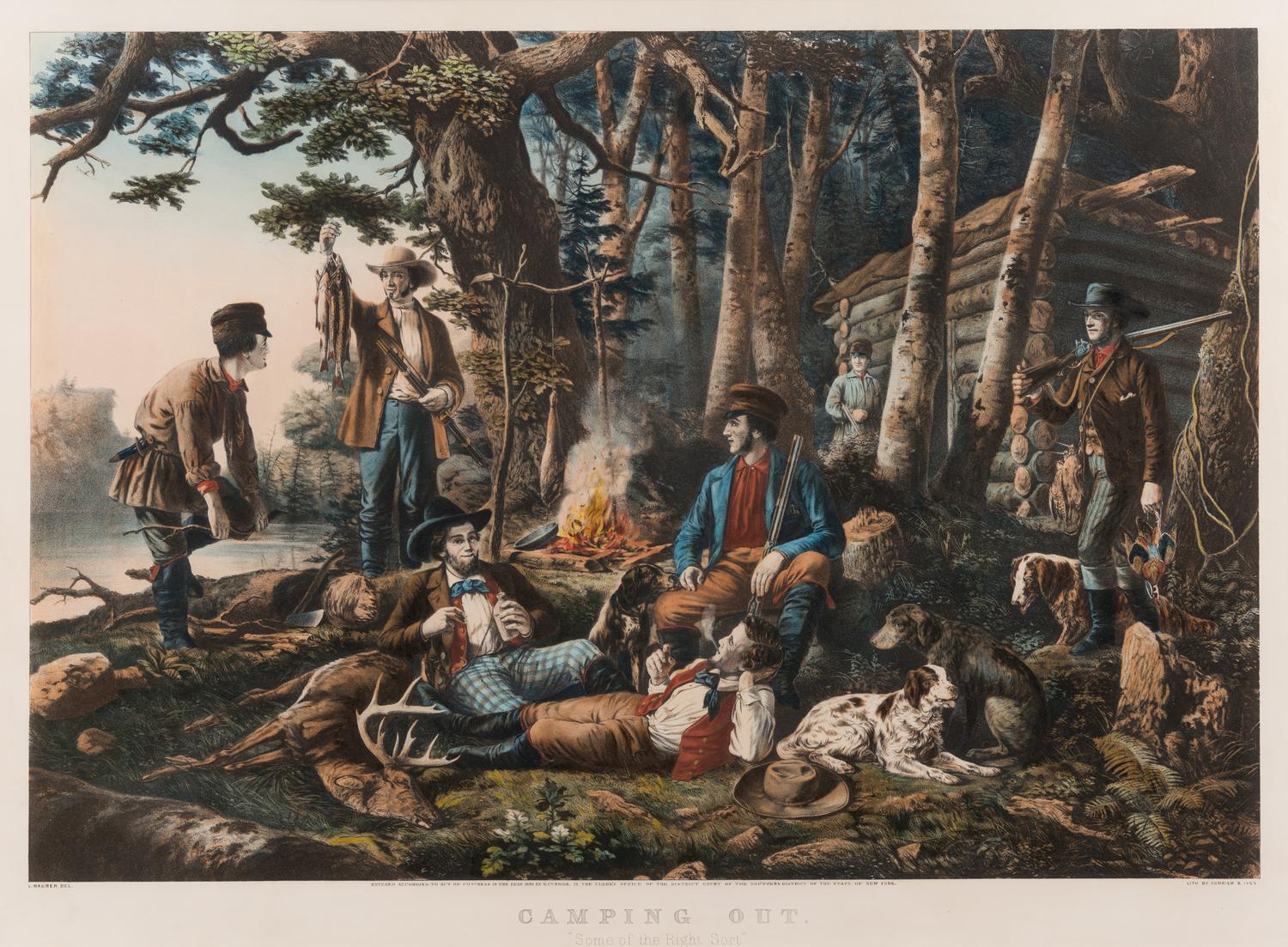 CURRIER and IVES, publishers -- After L. Maurer Camping Out. "Some of the Right Sort.", 1856 (G.0867).