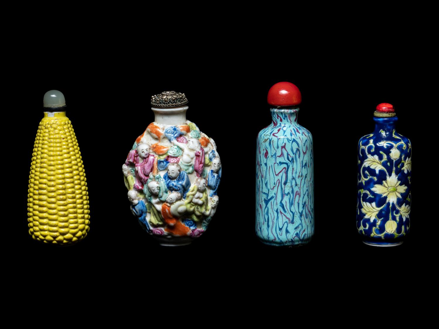 Four Chinese Porcelain Snuff Bottles