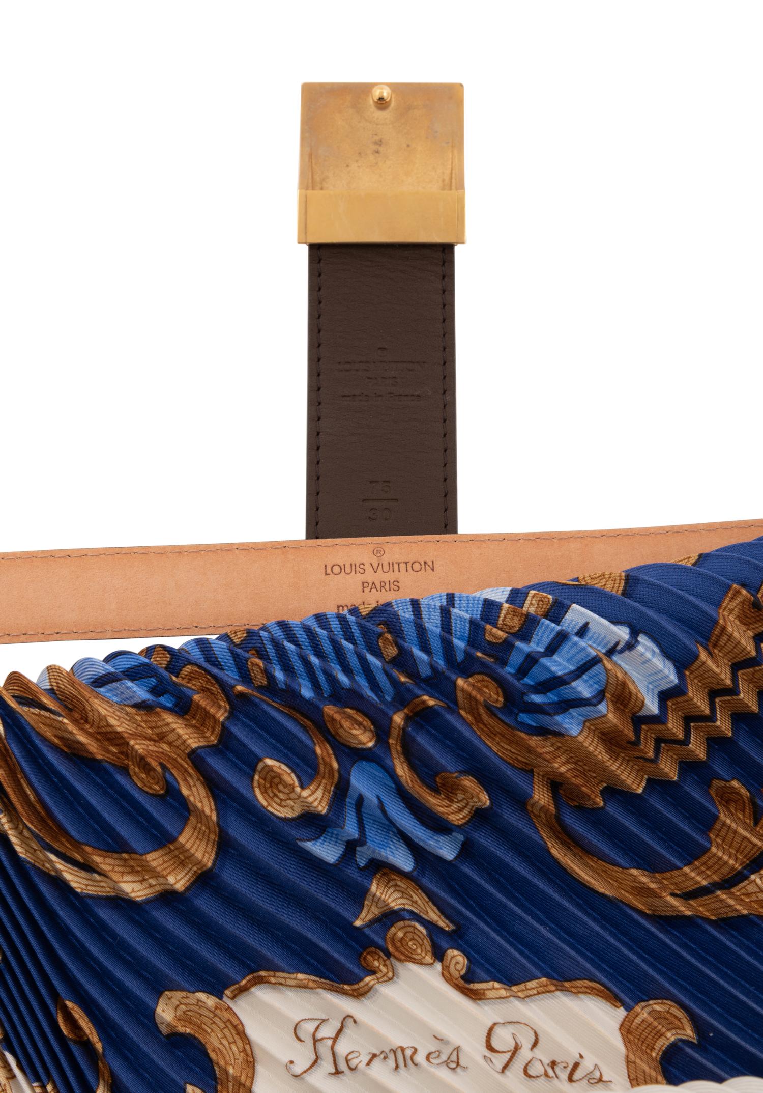 Two Louis Vuitton Belts and an Hermès Plisse Scarf