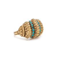 YELLOW GOLD AND TURQUOISE RING