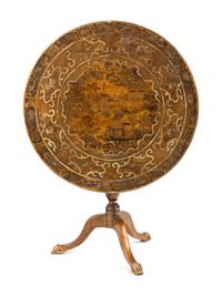 A Georgian Style Black and Gilt-Japanned Tea Table