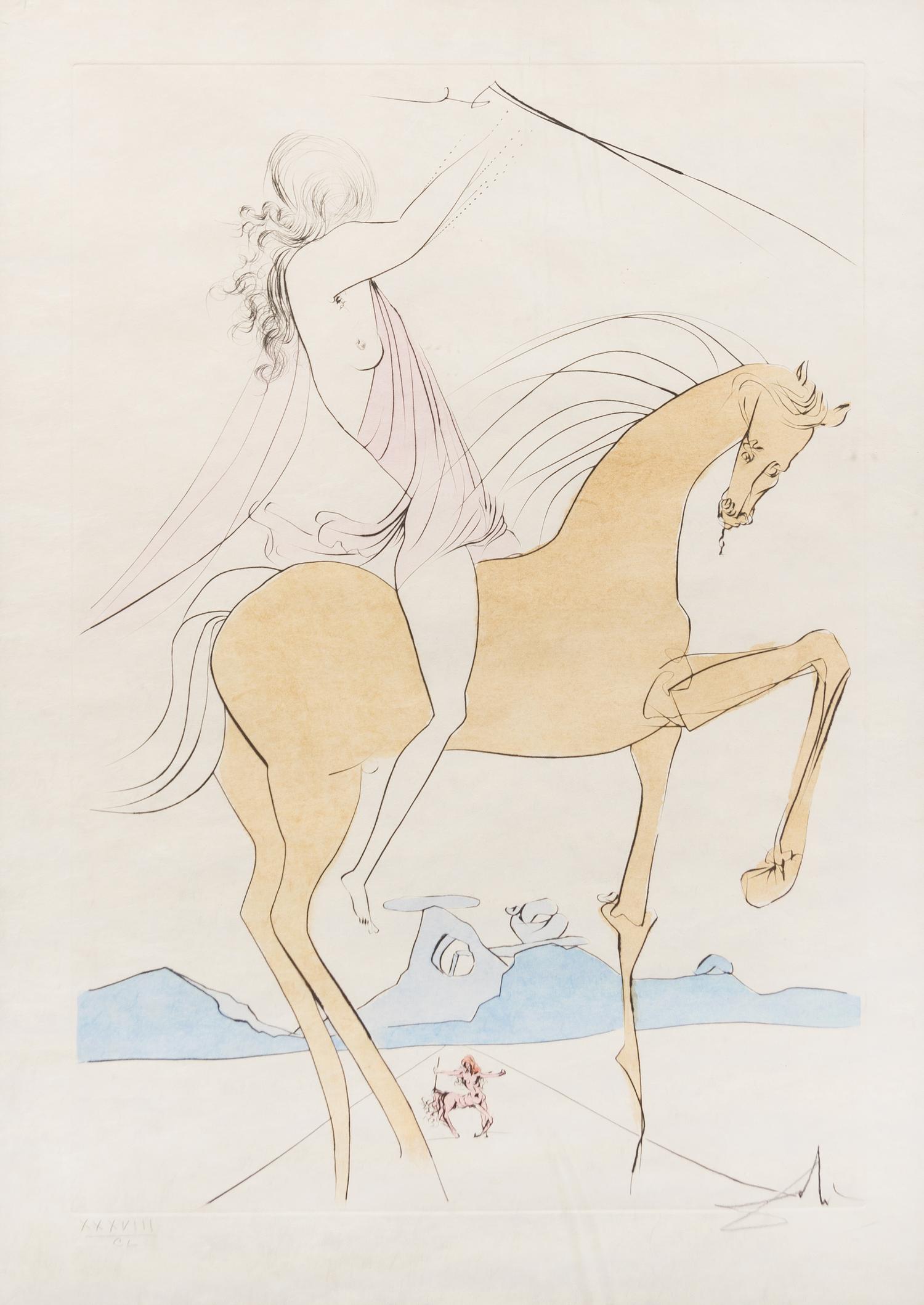 Salvador Dali, (Spanish, 1904-1989), Amazone and Cavalier a la rose, 1973
