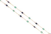 YELLOW GOLD, EMERALD, SAPPHIRE AND DIAMOND NECKLACE