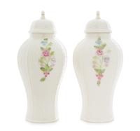 A Pair of Belleek Millennium Covered Vases Height 12 inches. — MILLENNIUM MARK (2000)