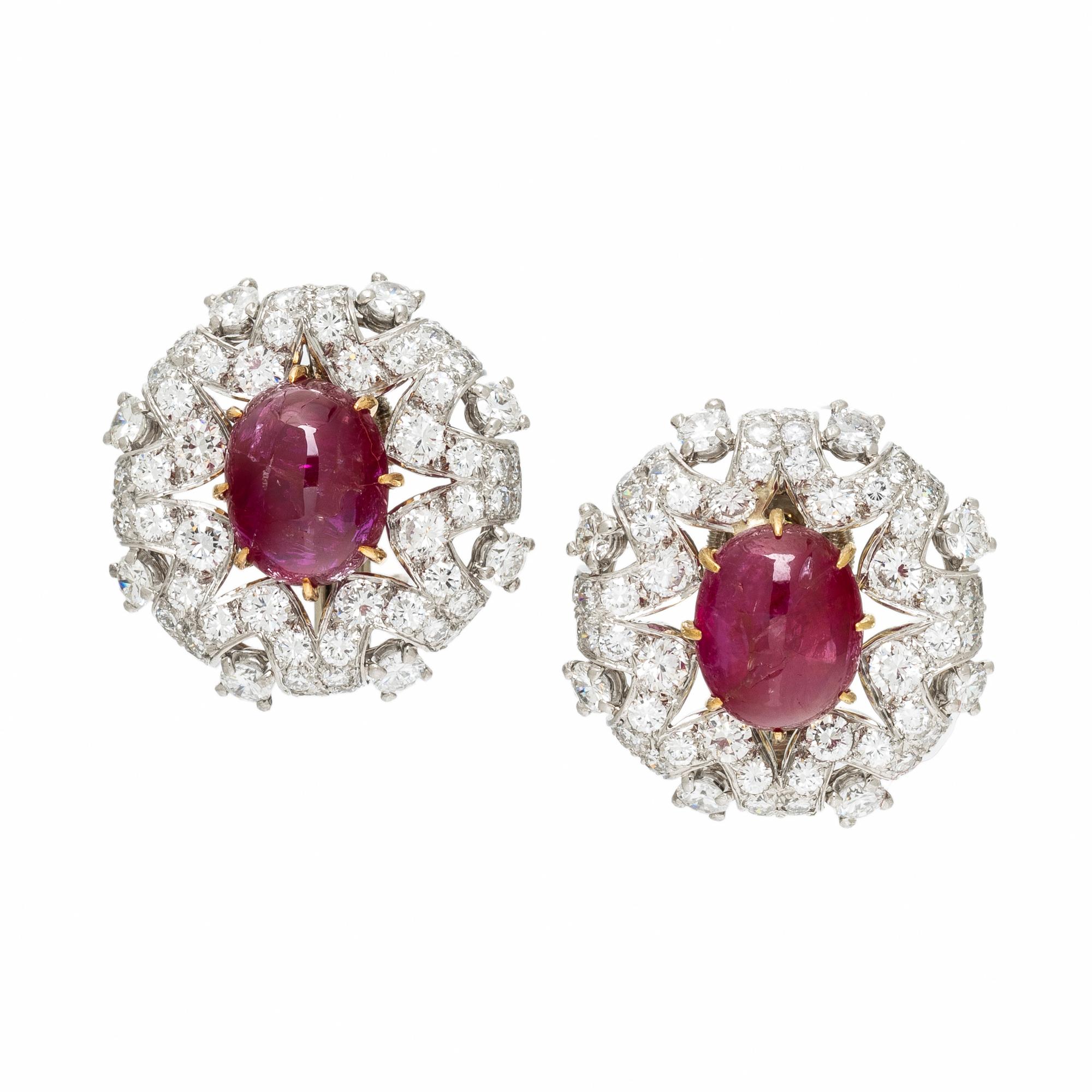 CARTIER, RUBY AND DIAMOND EARRINGS