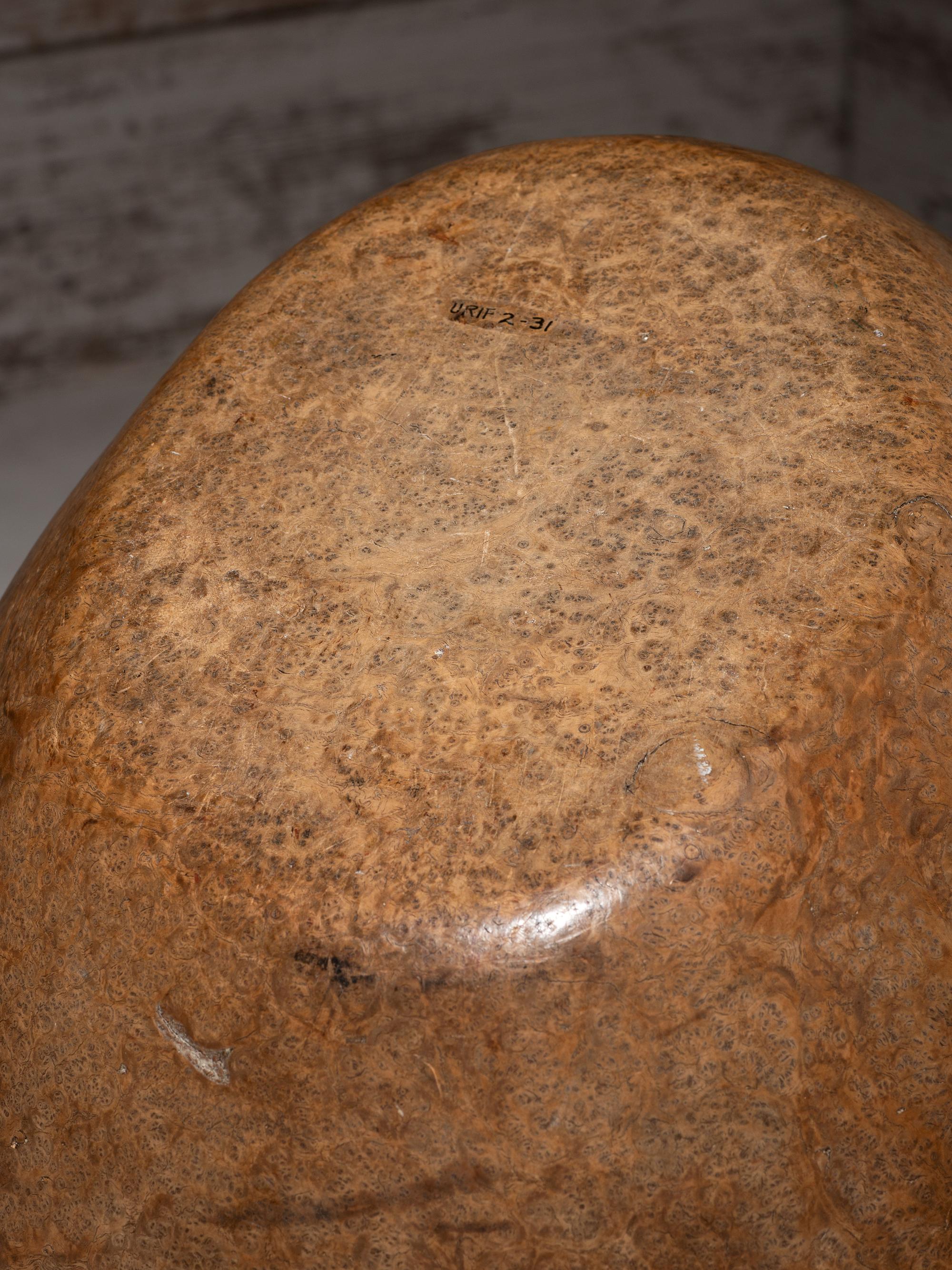 Northeastern Ash Burl Bowl, with Carved Crests