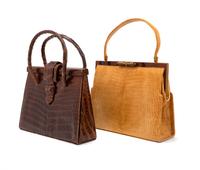 Two Vintage Crocodile Leather Handbags, 1960-80s