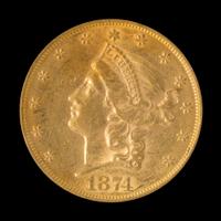 A United States 1874 Liberty Head $20 Gold Coin