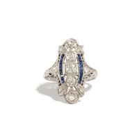 PLATINUM, DIAMOND, AND SAPPHIRE RING