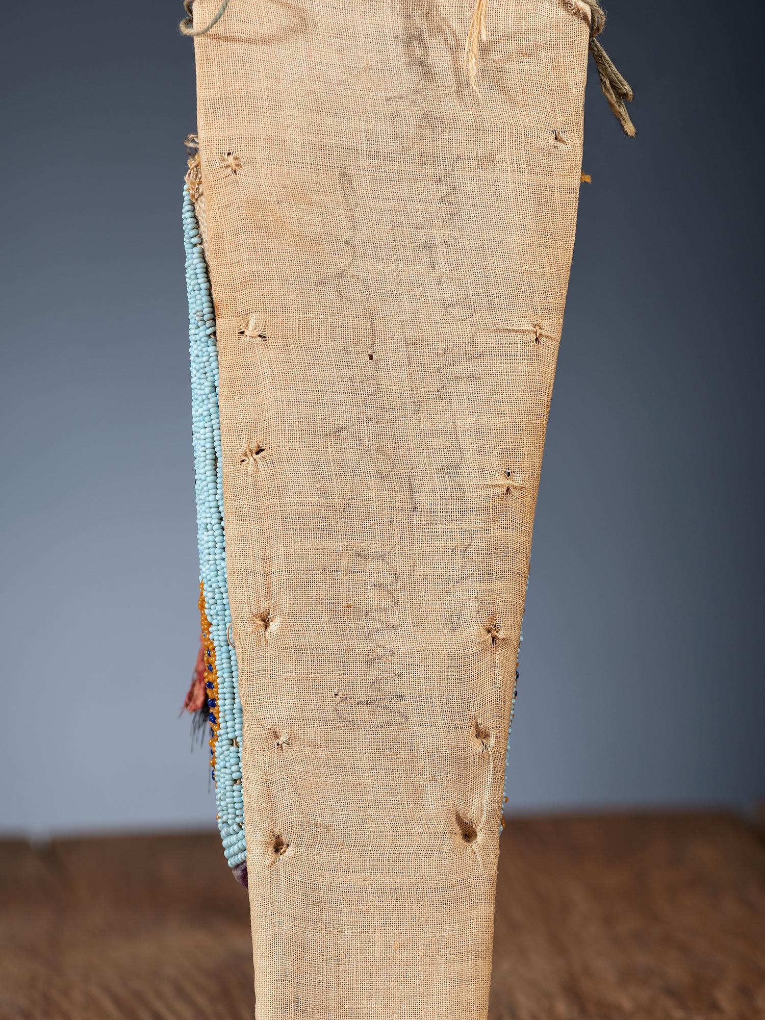 Nez Perce Beaded Pictorial Toy Cradle, with Doll