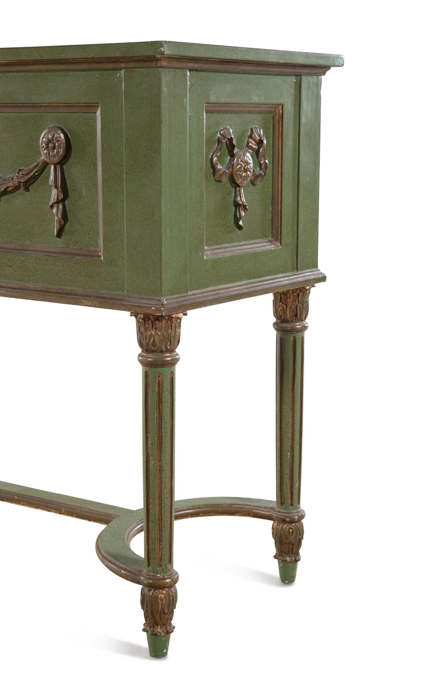 A Continental Polychrome Decorated Planter Box on Stand