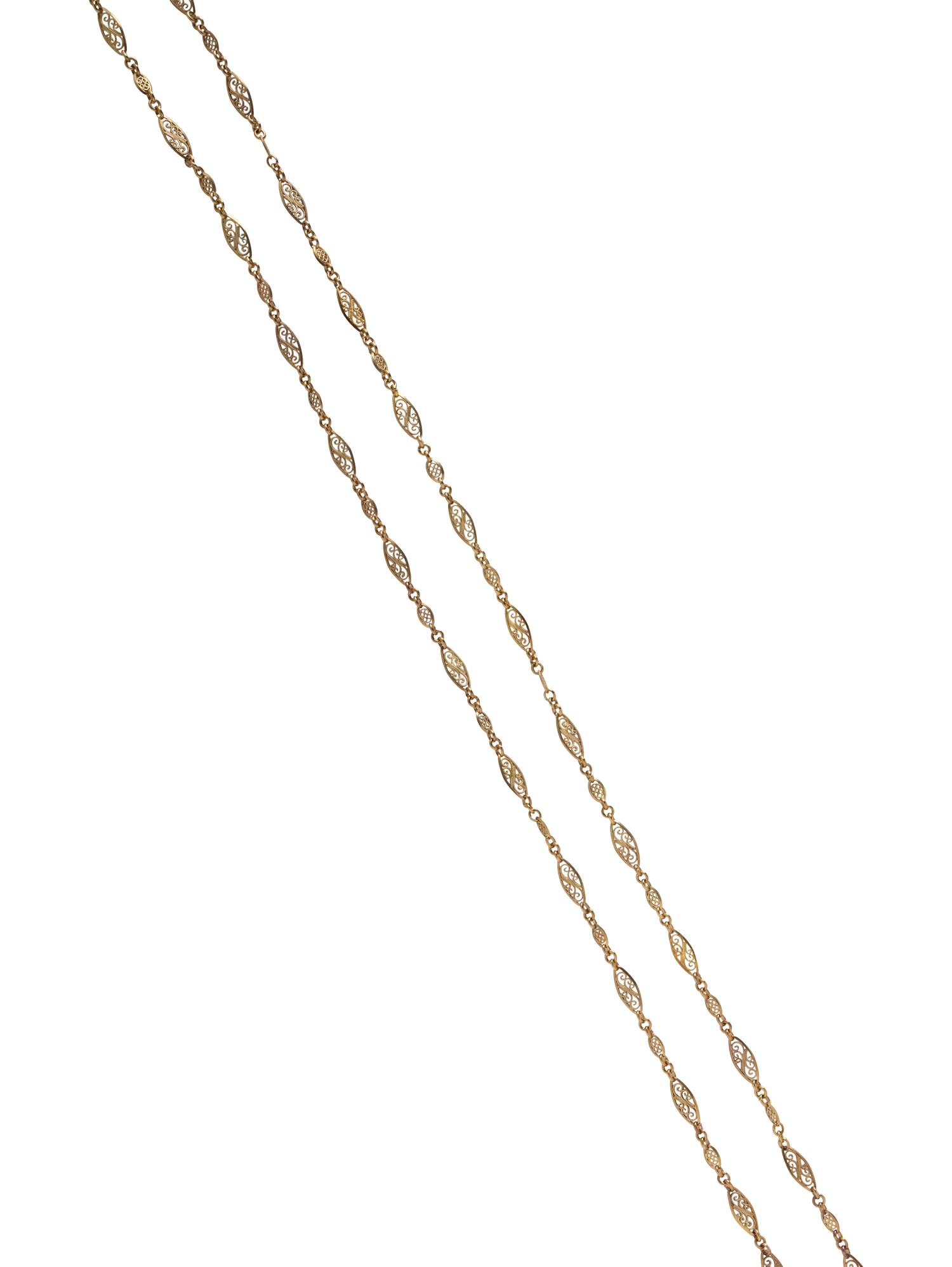 YELLOW GOLD FILIGREE CHAIN NECKLACE
