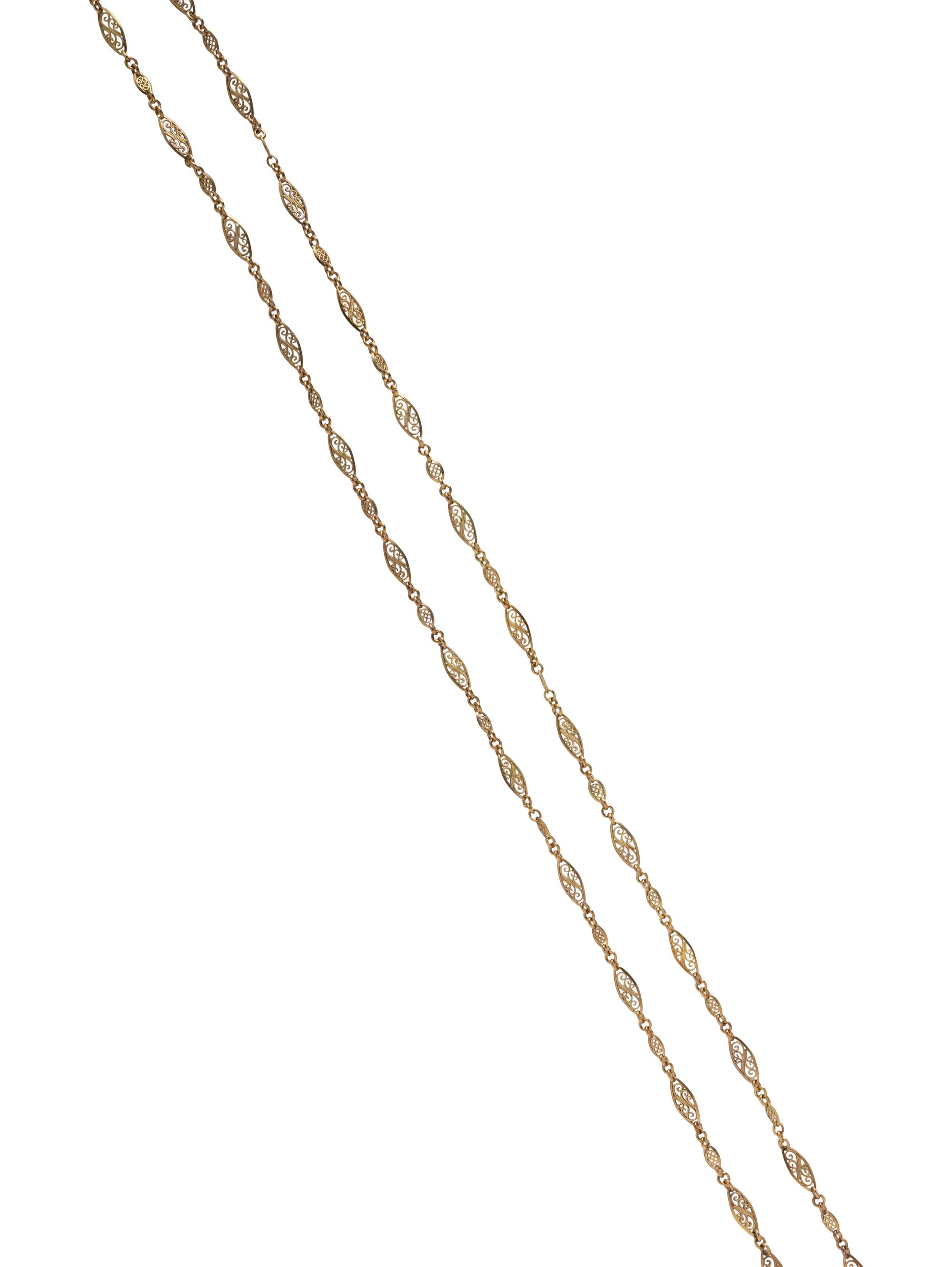 YELLOW GOLD FILIGREE CHAIN NECKLACE